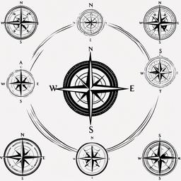 Compass Tattoo Small - Small-sized compass tattoo.  simple vector tattoo,minimalist,white background