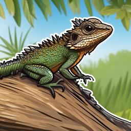 Eastern Fence Lizard cartoon - small, spiky lizard of the eastern US  cartoon sticker style