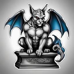 cute gargoyle tattoo  simple color tattoo design,white background