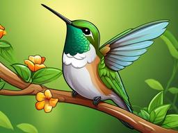 Hummingbird Cartoon - Cartoon of hummingbird sipping nectar  