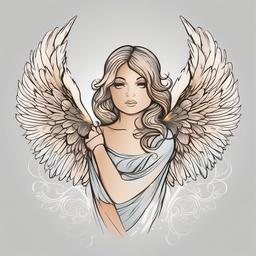 Tattoo Small Angel-Choosing subtlety and delicacy with a small tattoo featuring an angel, expressing grace, protection, and a connection to higher realms.  simple vector color tattoo
