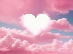 Valentines Day background - Pastel pink and white clouds forming heart shapes in the sky  aesthetic background wallpaper