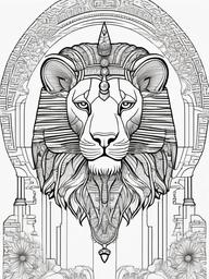 Sphinx Coloring Pages - Lion-Body and Human-Headed Riddle Master  minimal black outline printable sheet, coloring page