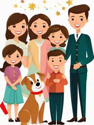 Family clipart - family celebrating a holiday together  