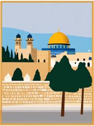 Jerusalem clipart - Western Wall and Dome of the Rock in Israel, ,color clipart vector style