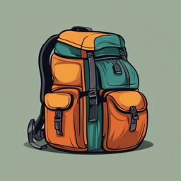 Hiking Backpack Clipart - A hiking backpack packed for an adventure.  color vector clipart, minimal style