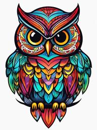 Color Owl Tattoo - Add vibrancy and personality with a colorful owl-themed tattoo.  simple color tattoo,vector style,white background