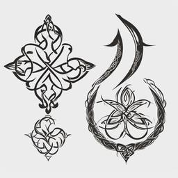 celtic symbols for mother and daughter  simple color tattoo,minimal,white background