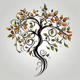 vine branches tattoo  simple vector color tattoo