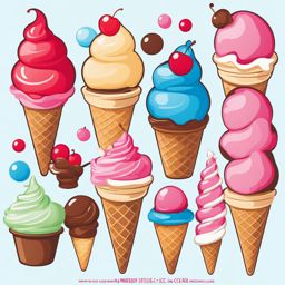 ice cream cone clipart - melting on a hot day. 