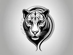 Classic Panther Tattoo-Timeless representation of a panther in a classic tattoo style.  simple color tattoo,white background