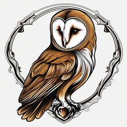 Barn Owl Tattoo Design - Capture the elegance of a barn owl with a carefully designed tattoo.  simple color tattoo,vector style,white background