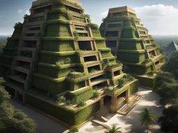 jungle metropolis: mayan pyramids transformed into living trees 