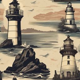 Vintage Lighthouse Scenes - Capture the charm of vintage lighthouse scenes on your tee. , vector art, splash art, retro t shirt design