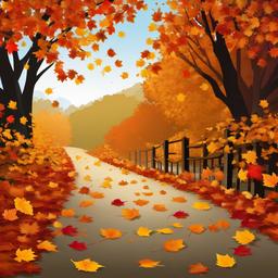 Autumn Leaf clipart - leaves scattered across a path  