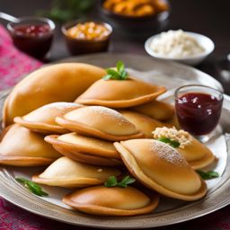 qatayef, middle eastern stuffed pancakes, relished at a festive iftar during ramadan in cairo. 