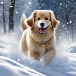 Snow clipart - dog playing in the snow  