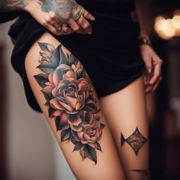 elegant thigh tattoos accentuating your legs and reflecting your personality. 