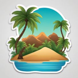 Tropical Island and Palm Tree Emoji Sticker - Paradise found on a secluded island, , sticker vector art, minimalist design
