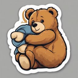 Cuddly Teddy Bear sticker- Bear Hug Cuteness, , color sticker vector art