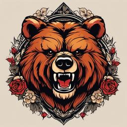 angry teddy bear tattoo  simple vector color tattoo