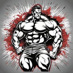bodybuilder flexing muscles  , vector illustration, clipart