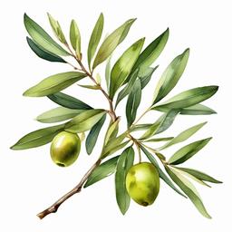 Watercolor Illustration of graceful olive branche