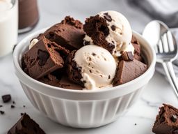 a scoop of velvety cookies and cream ice cream, loaded with chunks of chocolate cookies. 