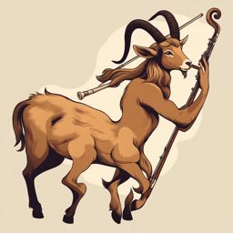 faun clipart - a playful faun with goat-like legs and a flute. 