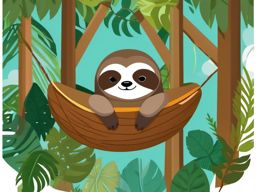 Cute Sloth in a Canopy Hideaway  clipart, simple