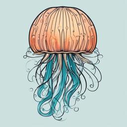 Cute Jellyfish Tattoo - A charming take on underwater wonders.  minimalist color tattoo, vector