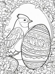 Easter Egg Coloring Pages - Chick painting Easter eggs  simple coloring pages