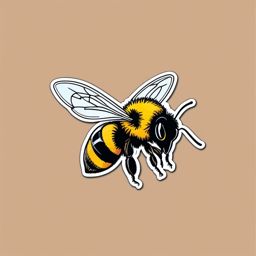 Bee Sticker - A buzzing bee collecting nectar from a flower. ,vector color sticker art,minimal