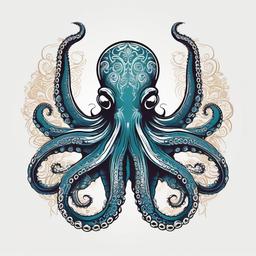 Hawaiian Octopus Tattoo - Showcase the mystique of the ocean with a tattoo featuring the intricate and symbolic Hawaiian octopus.  simple vector color tattoo,minmal,white background