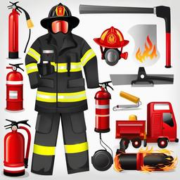 Fireman clipart - firefighting tools and equipment  vector clipart