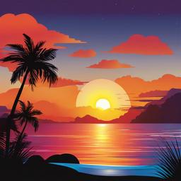 July clipart - summer sunset  clipart