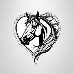 horse head heart tattoo  simple tattoo,minimalist,white background