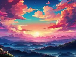 Anime Sky Background Anime-Inspired Skies and Art wallpaper splash art, vibrant colors, intricate patterns