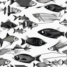 drawing of fish stick  minimal rough sketch scribbles,doodles,black and white