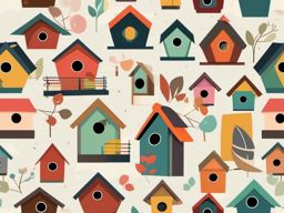 Birdhouse and Bird clipart - A birdhouse with a resident bird, ,vector color clipart,minimal