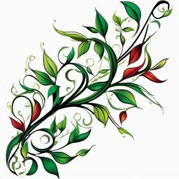 leaf vine tattoo  simple vector color tattoo