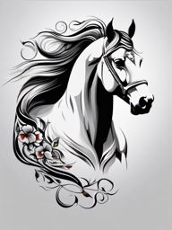 Horse tattoo, Elegance in motion, the horse tattoo symbolizes freedom and grace. , tattoo color art, clean white background