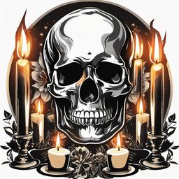 Skull clipart - skull surrounded by candles  