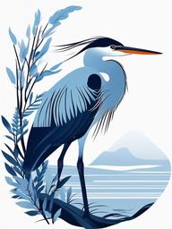 Blue Heron Tattoo - Heron tattoo in blue tones  minimalist tattoo design, white background