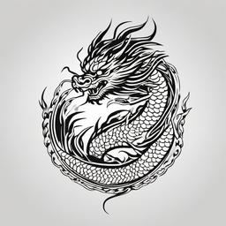 Japanese Dragon Tattoo Stencil - Stencil-based design for a Japanese dragon tattoo.  simple color tattoo,minimalist,white background