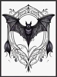 Halloween Bat Tattoo-Mystical and festive representation of a bat, perfect for Halloween-themed tattoos.  simple color tattoo,white background