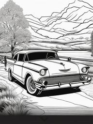 Hot Rod Coloring Pages - Classic Car with a Custom Touch  minimal black outline printable sheet, coloring page