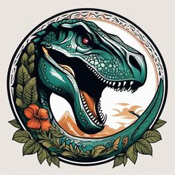 Dinosaur Tattoo Traditional - Pay homage to classic tattoo artistry with a traditional dinosaur-themed tattoo.  simple vector color tattoo,minimal,white background