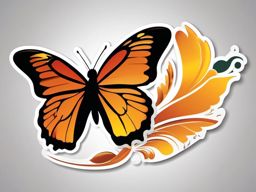 Butterfly with Trail Sticker - Butterfly with a graceful trail, ,vector color sticker art,minimal