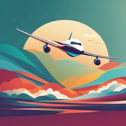 Jet Clipart - A jet plane streaking across the sky.  color vector clipart, minimal style